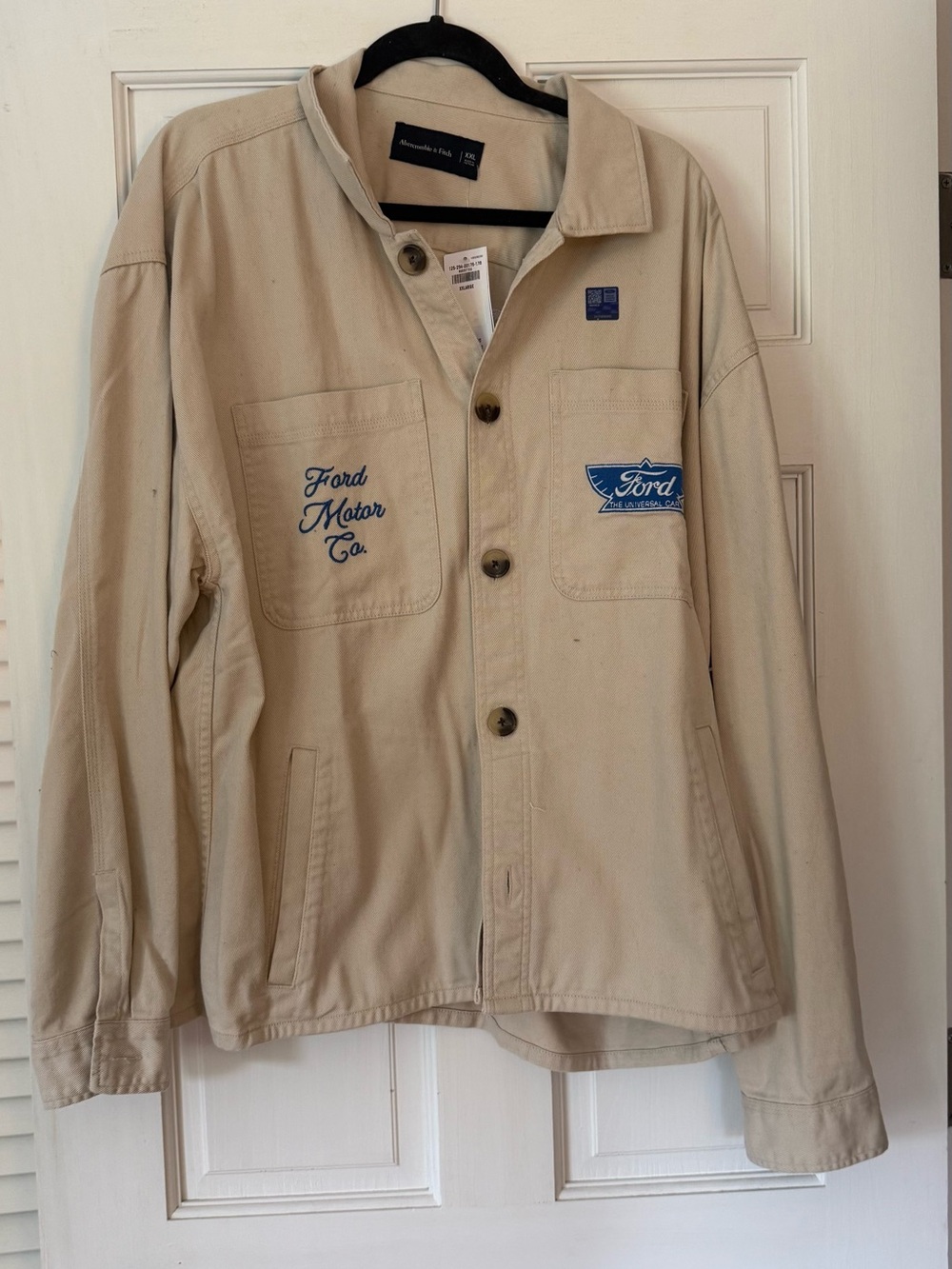Ford Beige Lightweight Work Jacket with Blue Embroidery